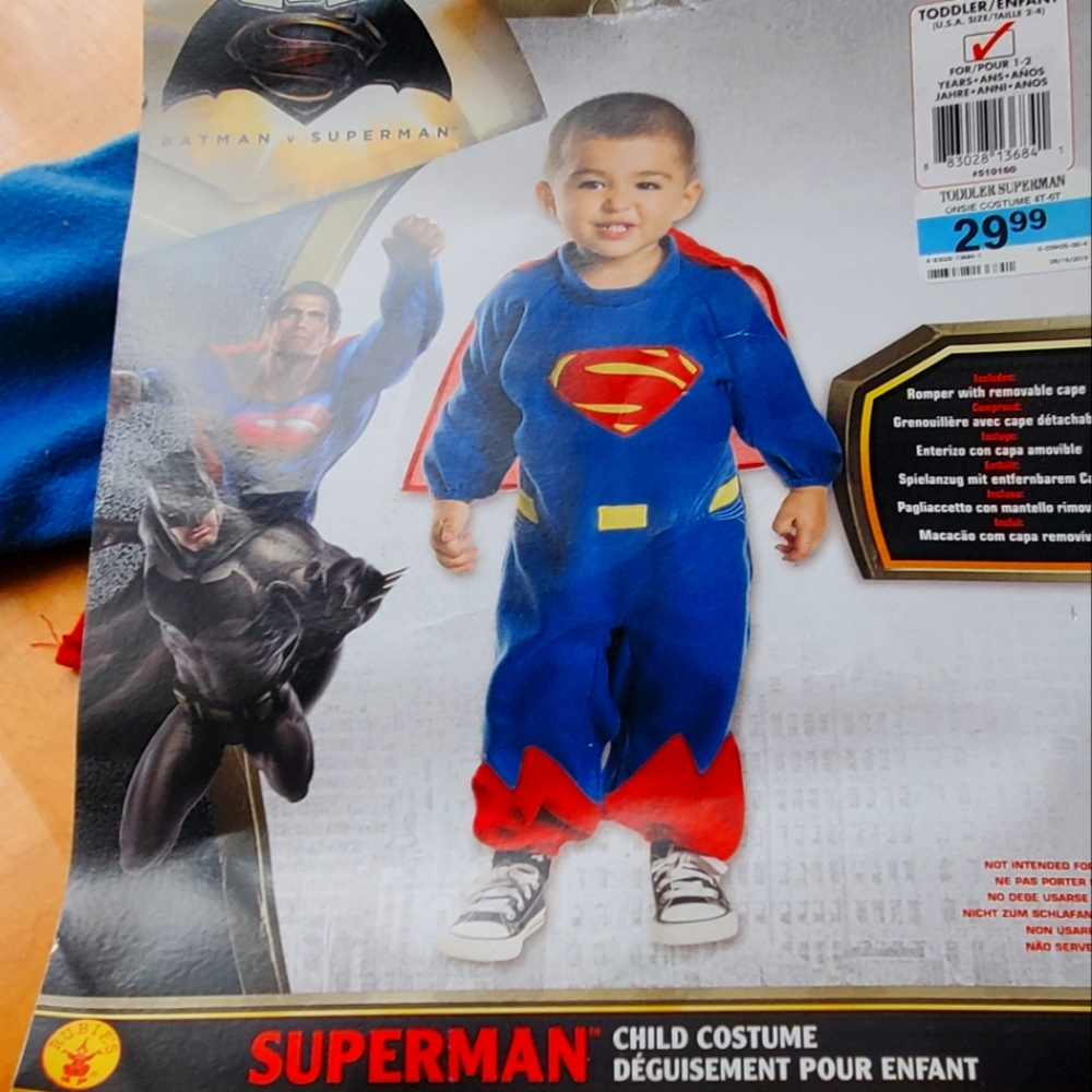 4T to 6T Toddler Superman Costume, Dress Up Unisex